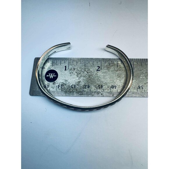 Estate Sterling Silver 925 Cuff Bangle Bracelet Rope Chain Design 6" Wrist 26.5g - Picture 11 of 11